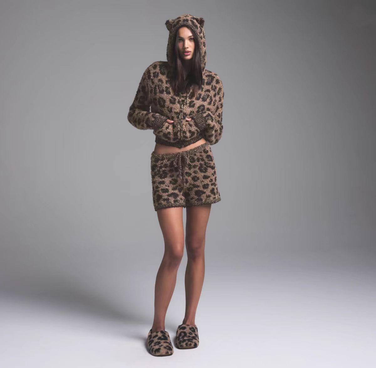 SKIMS LEOPARD COZY ANIMAL SHORTS
