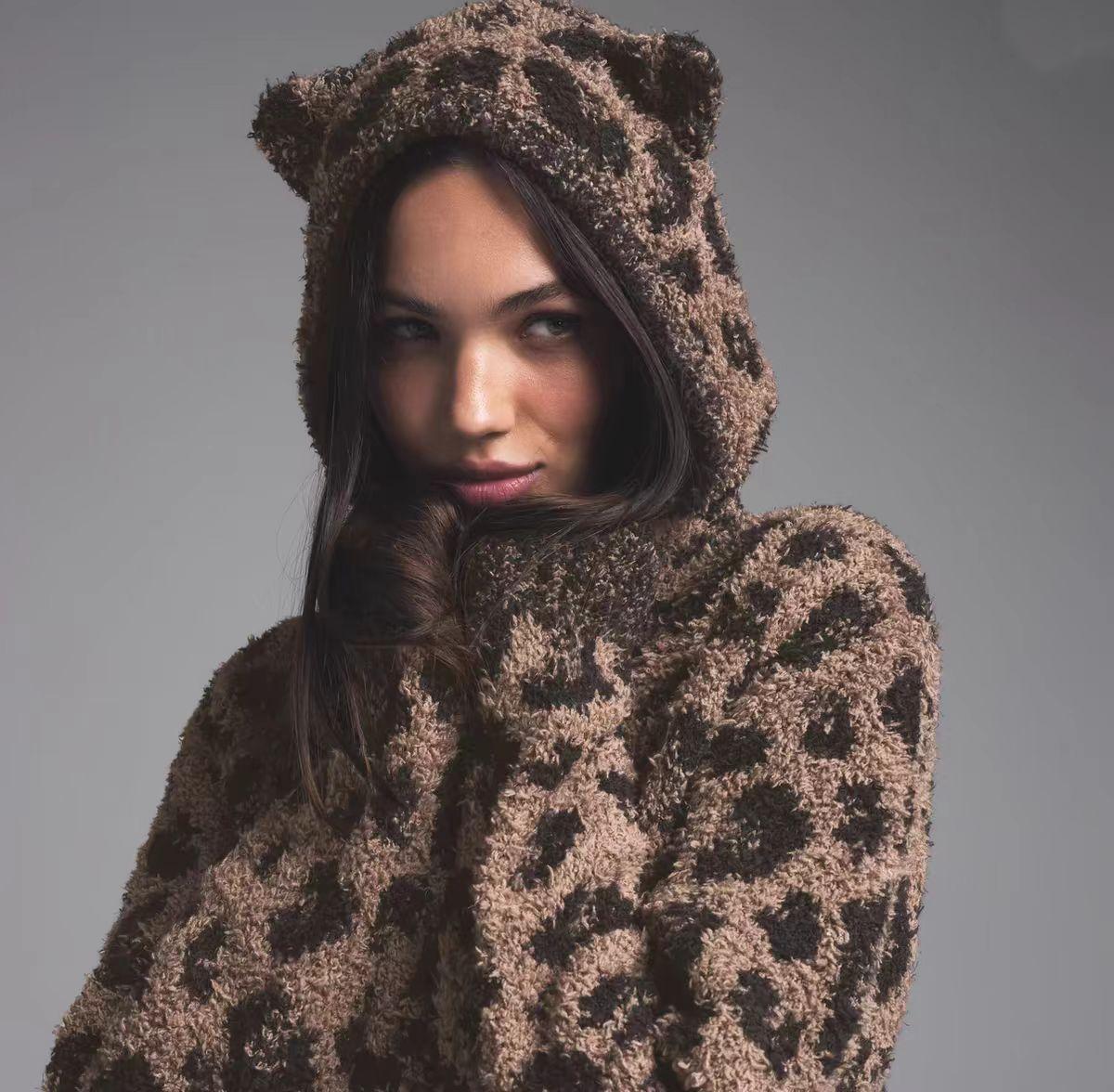 SKIMS LEOPARD COZY ANIMAL ZIP UP HOODIE
