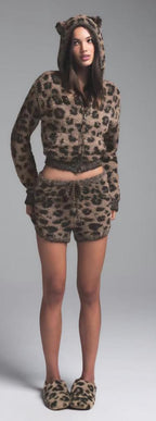SKIMS LEOPARD COZY ANIMAL ZIP UP HOODIE