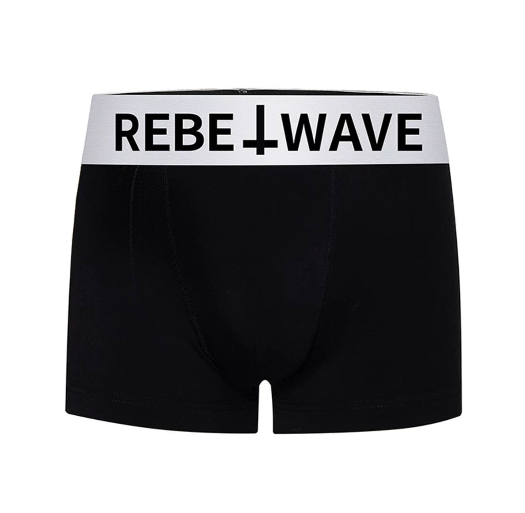 REBEL ╋ WAVE SLOGAN Boxer Briefs-Black