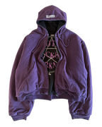 VETEMENTS AW6 RUNWAY 11' INCH GUN CLUB / TFD REVERSIBLE ZIP UP HOODED JACKET [BLACK/PURPLE]