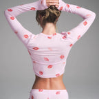 SKIMS SLEEP CHERRY BLOSSOM LIPSTICK CROPPED TOP