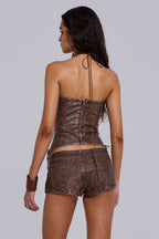 JADED LONDON ODILE FAUX SUEDE LACE UP CORSET