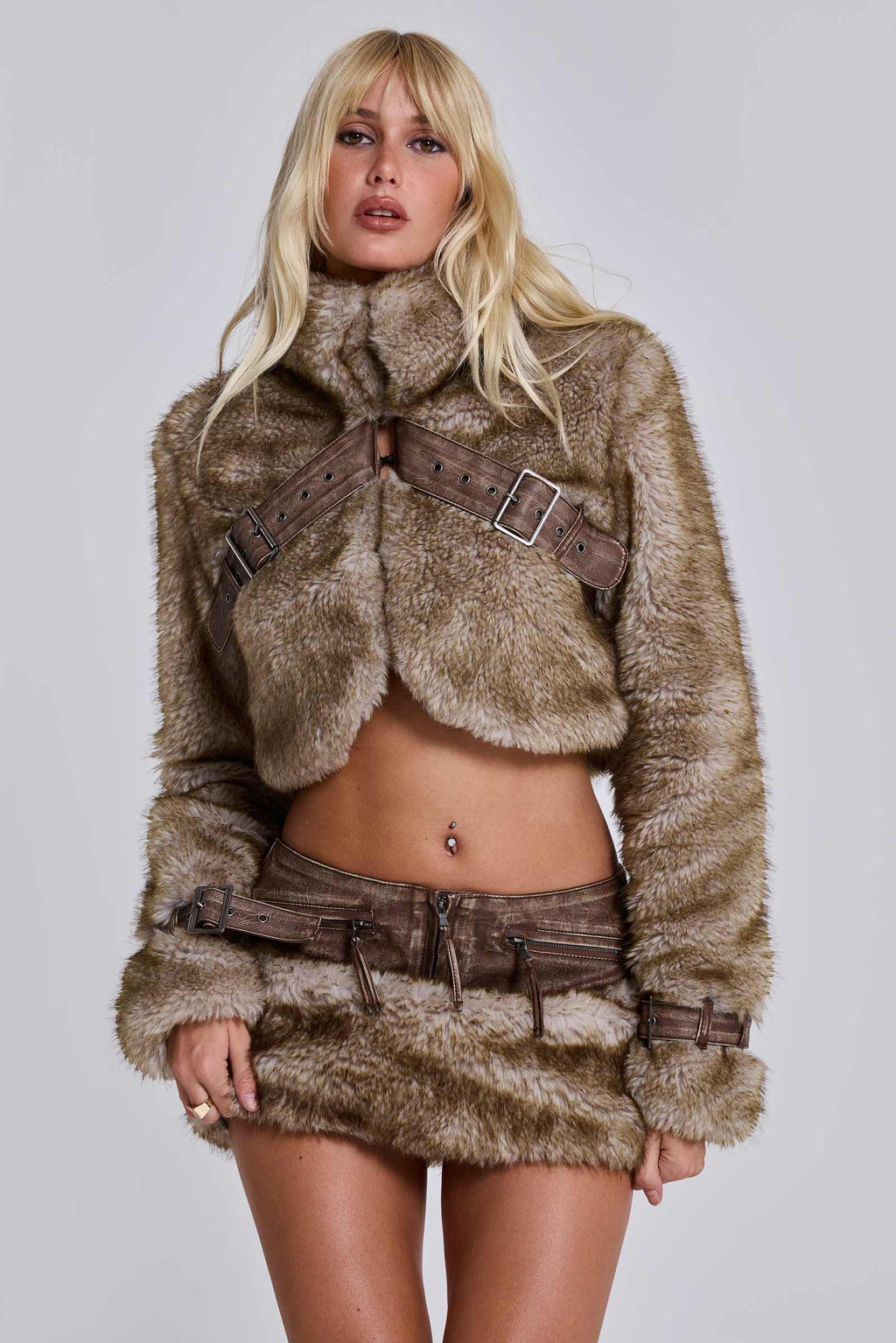 JADED LONDON FAUX FUR MINI SKIRT