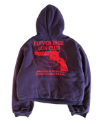 VETEMENTS AW6 RUNWAY 11' INCH GUN CLUB / TFD REVERSIBLE ZIP UP HOODED JACKET [BLACK/PURPLE]