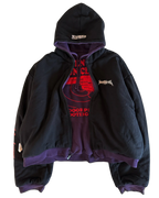 VETEMENTS AW6 RUNWAY 11' INCH GUN CLUB / TFD REVERSIBLE ZIP UP HOODED JACKET [BLACK/PURPLE]