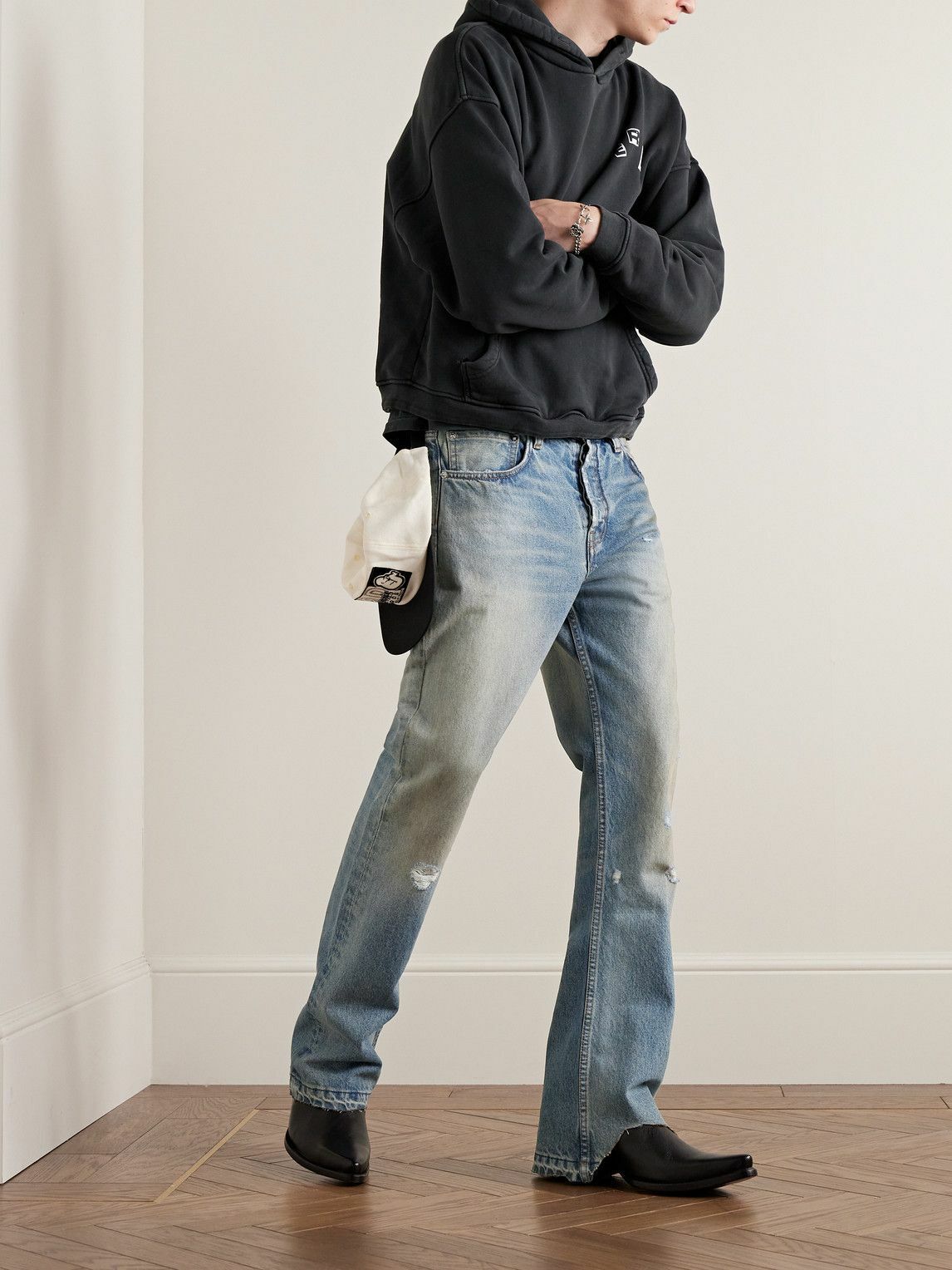 Enfants Riches Déprimés 23SS Blue Burnout Flared Distressed Jeans